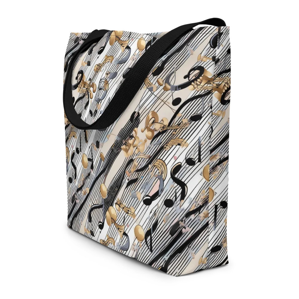 Gilded Rhythm on Large Tote Bag W/ Pocket — Front