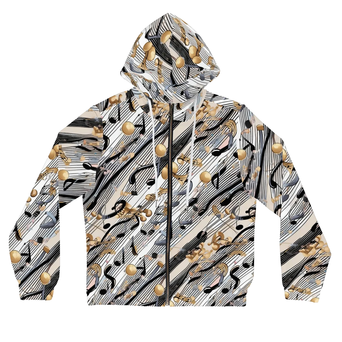 Gilded Rhythm on Women's Full-Zip Hoodie — Front