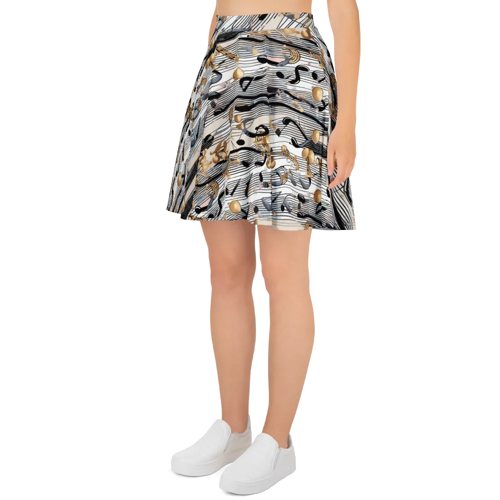 Gilded Rhythm on Skater Skirt — Left