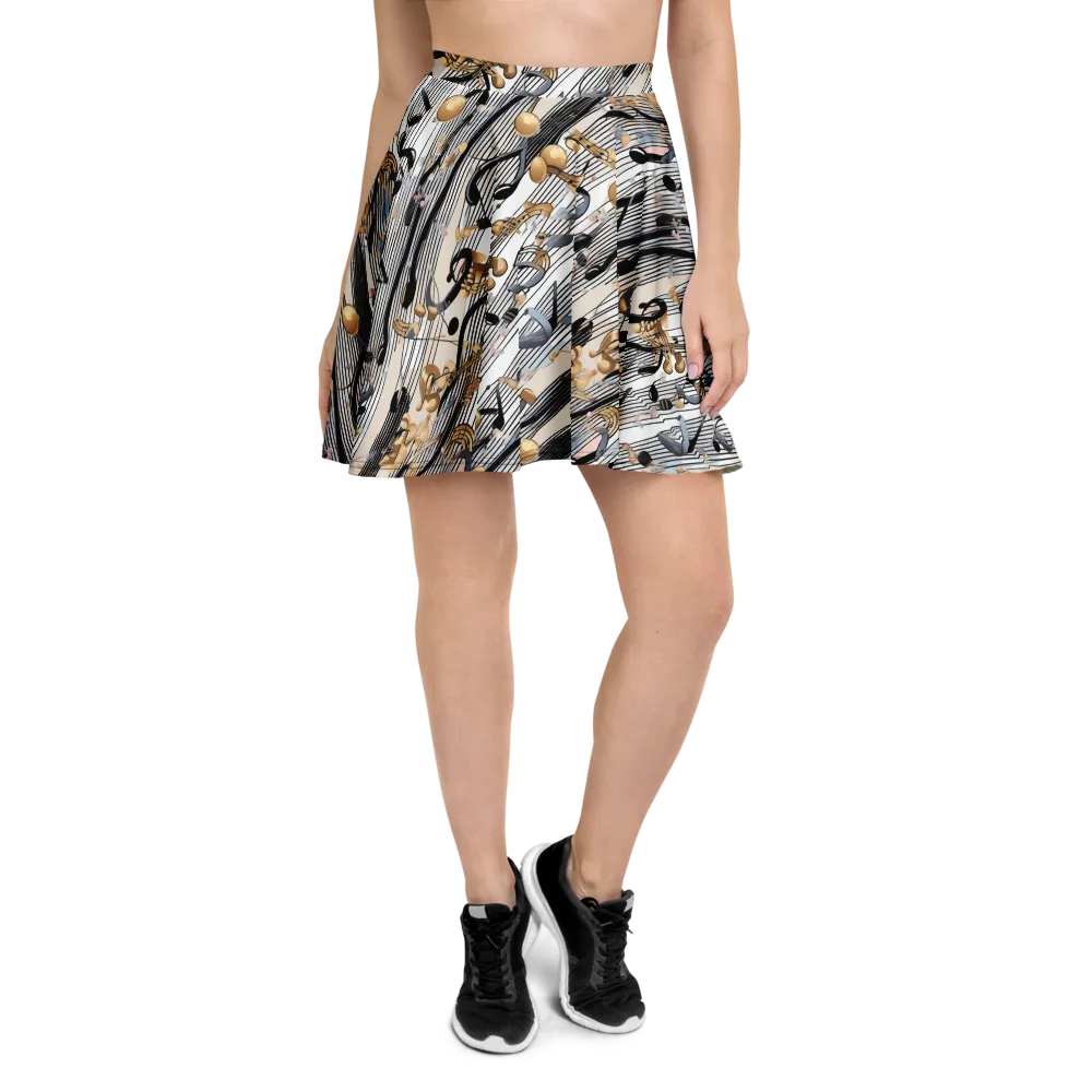 Gilded Rhythm on Skater Skirt — Front