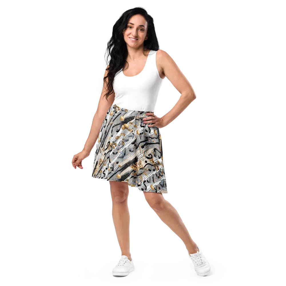 Gilded Rhythm on Skater Skirt — Front