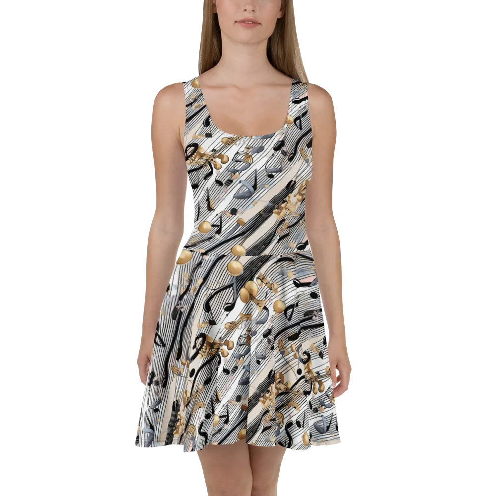 Gilded Rhythm on Skater Dress — Front