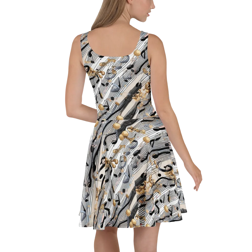 Gilded Rhythm on Skater Dress — Back