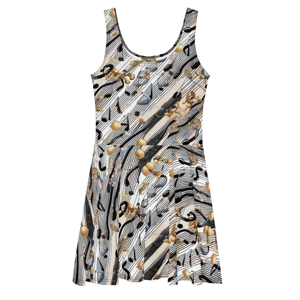 Gilded Rhythm on Skater Dress — Front