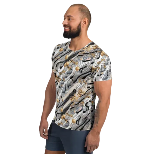 Gilded Rhythm on a Men's Athletic T-Shirt