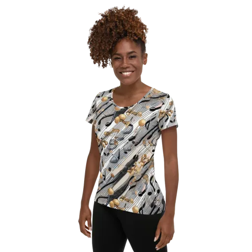 Gilded Rhythm on a Women's Athletic T-Shirt