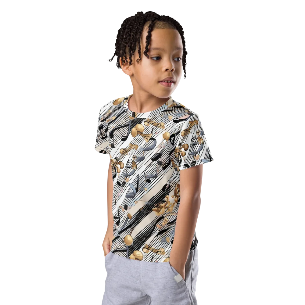 Gilded Rhythm on Kids Crew Neck T-Shirt — Left Front