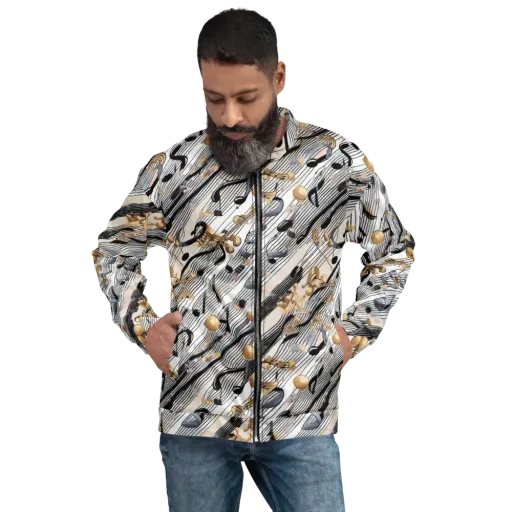 Gilded Rhythm on a Bomber Jacket