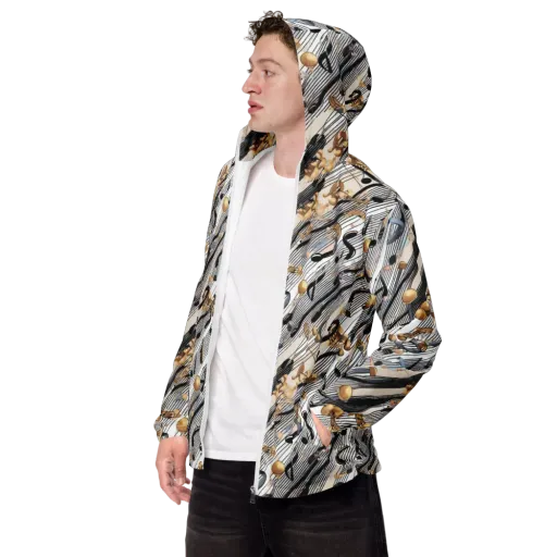 Gilded Rhythm on a Men's Windbreaker