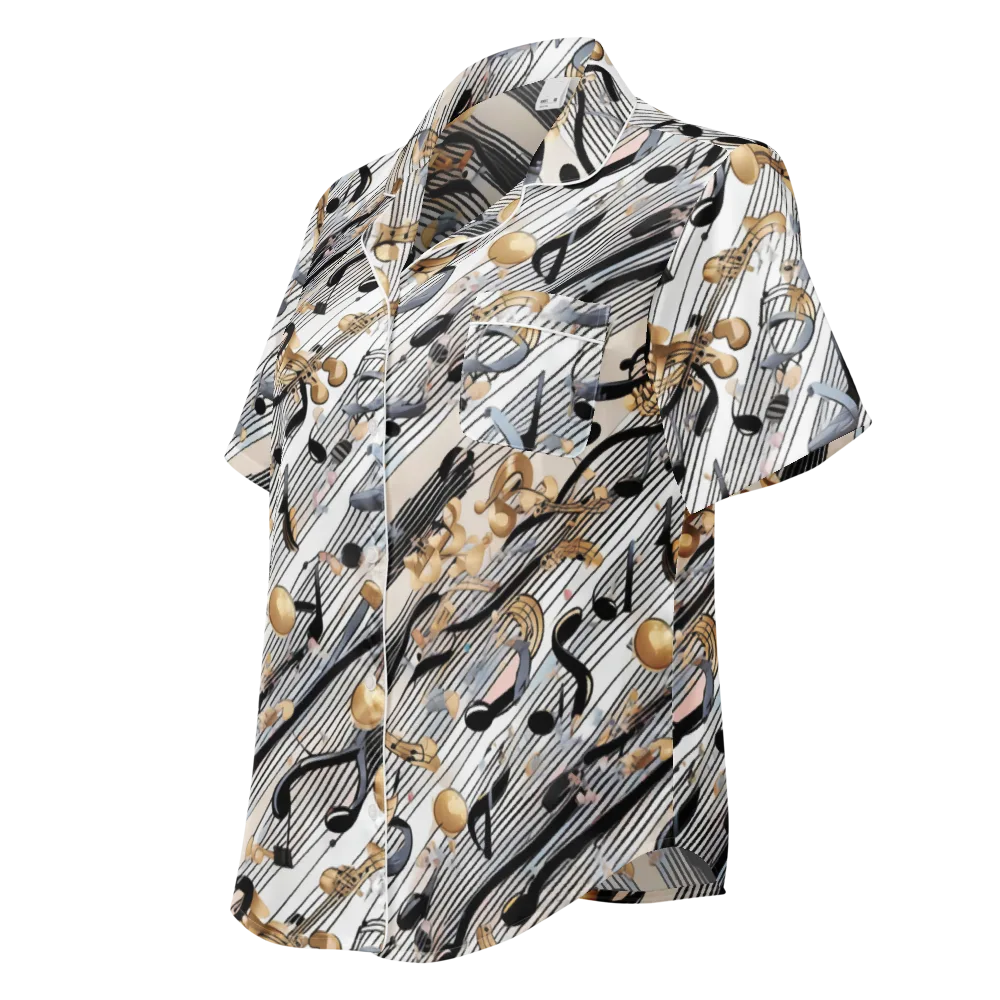 Gilded Rhythm on Women's Short Sleeve Pajama Top — Left Front