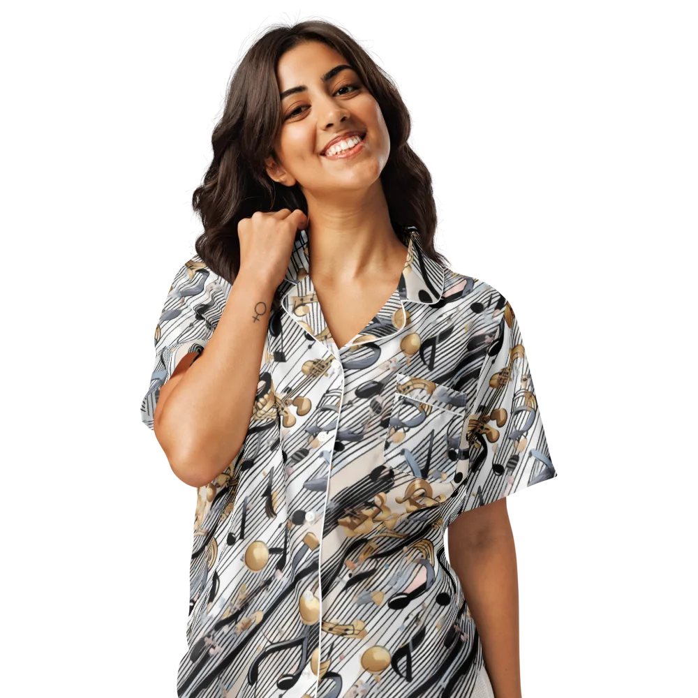 Gilded Rhythm on Women's Short Sleeve Pajama Top — Front