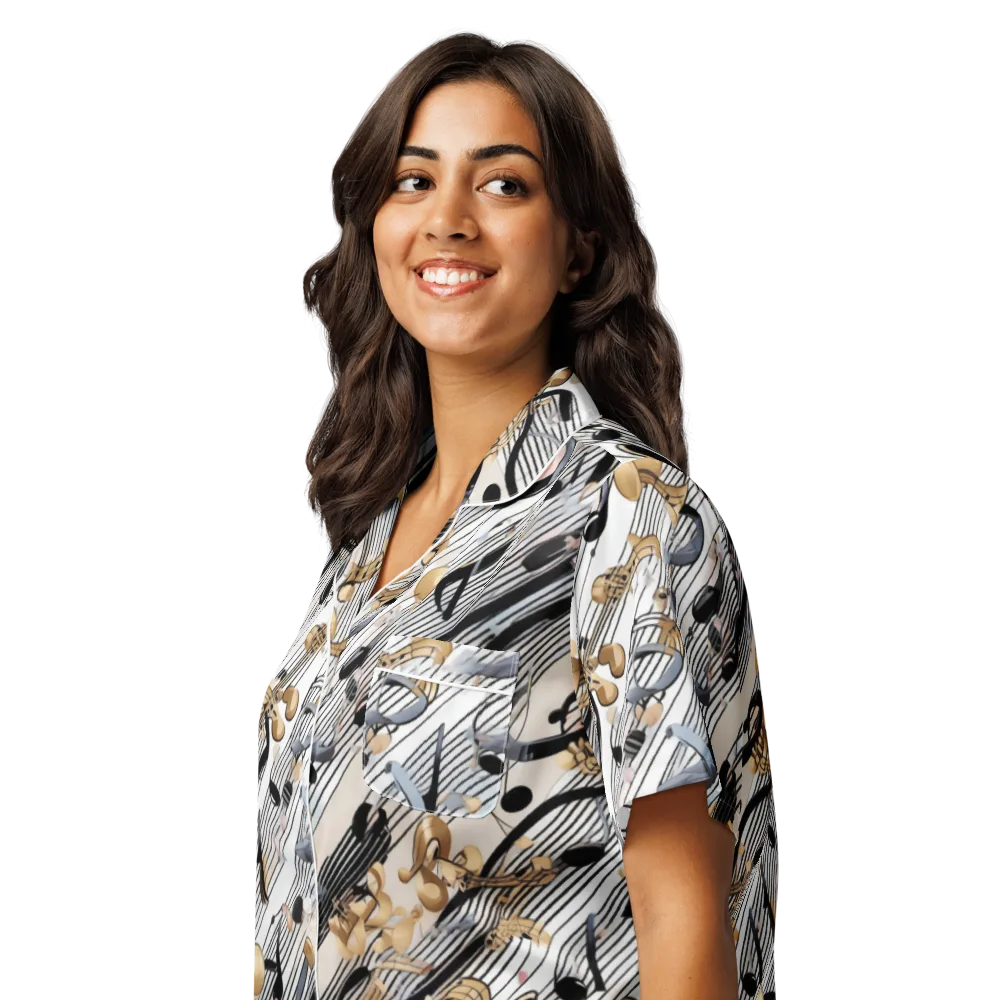 Gilded Rhythm on Women's Short Sleeve Pajama Top — Left Front