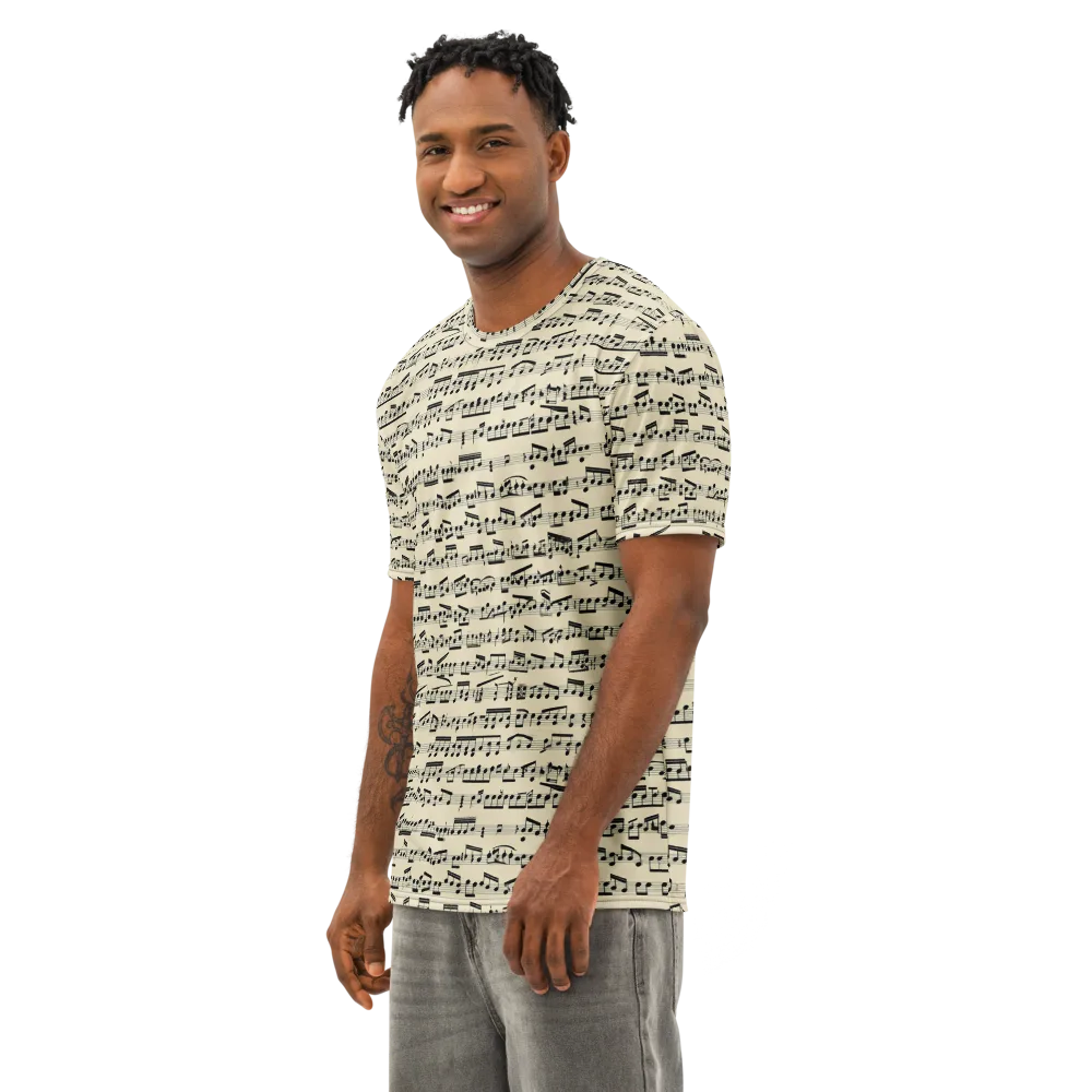 Ivory Sonata on Men's Cotton Crew Neck T-Shirt — Left Front