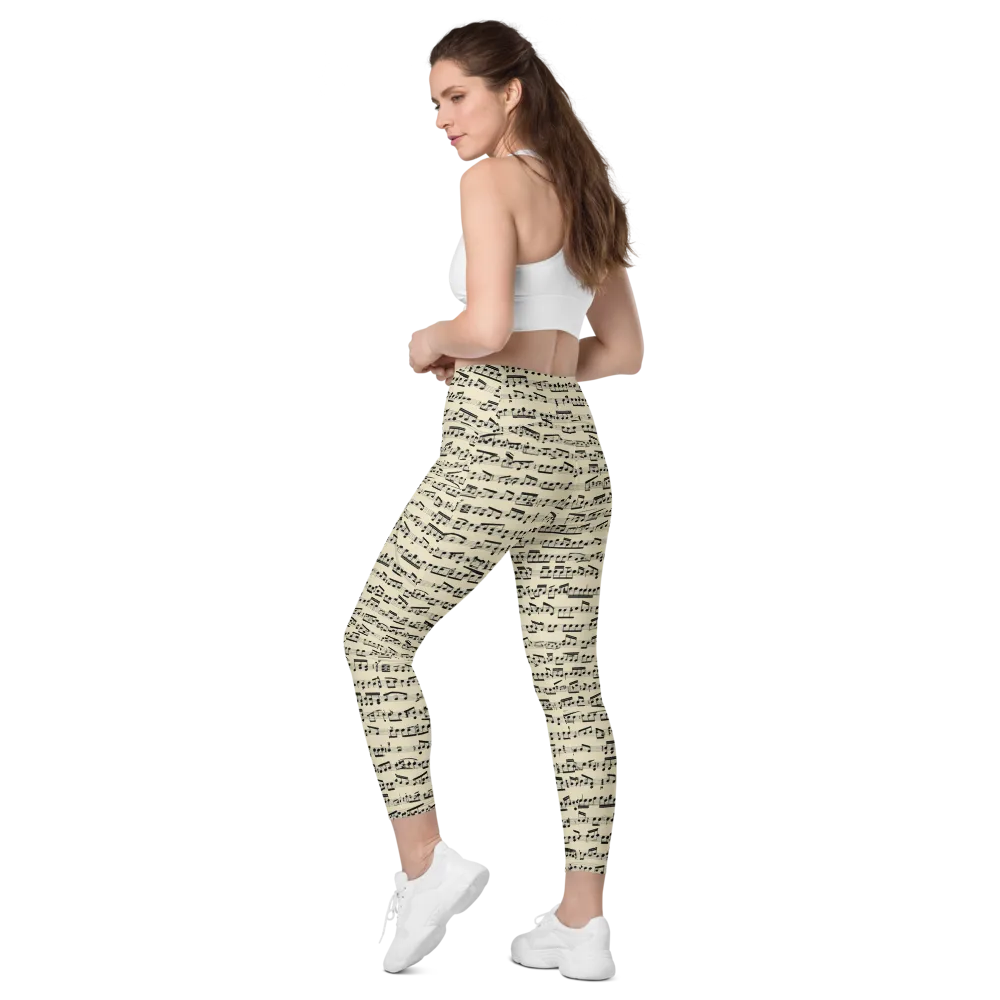 Ivory Sonata on Leggings with Pockets — Left Back