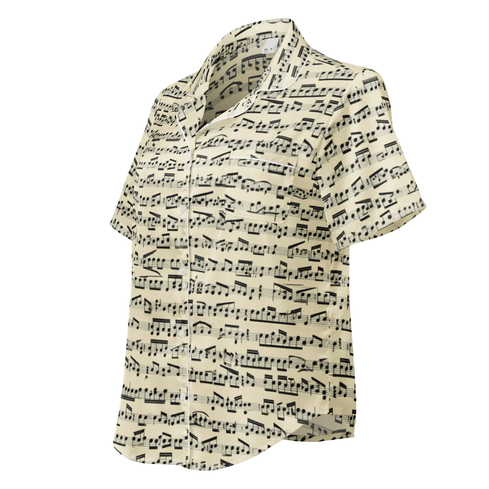 Ivory Sonata on Women's Short Sleeve Pajama Top — Left Front