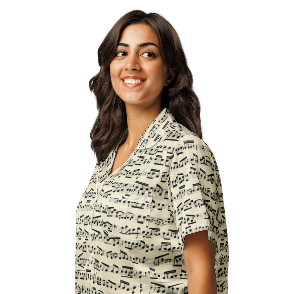 Ivory Sonata on Women's Short Sleeve Pajama Top — Left Front