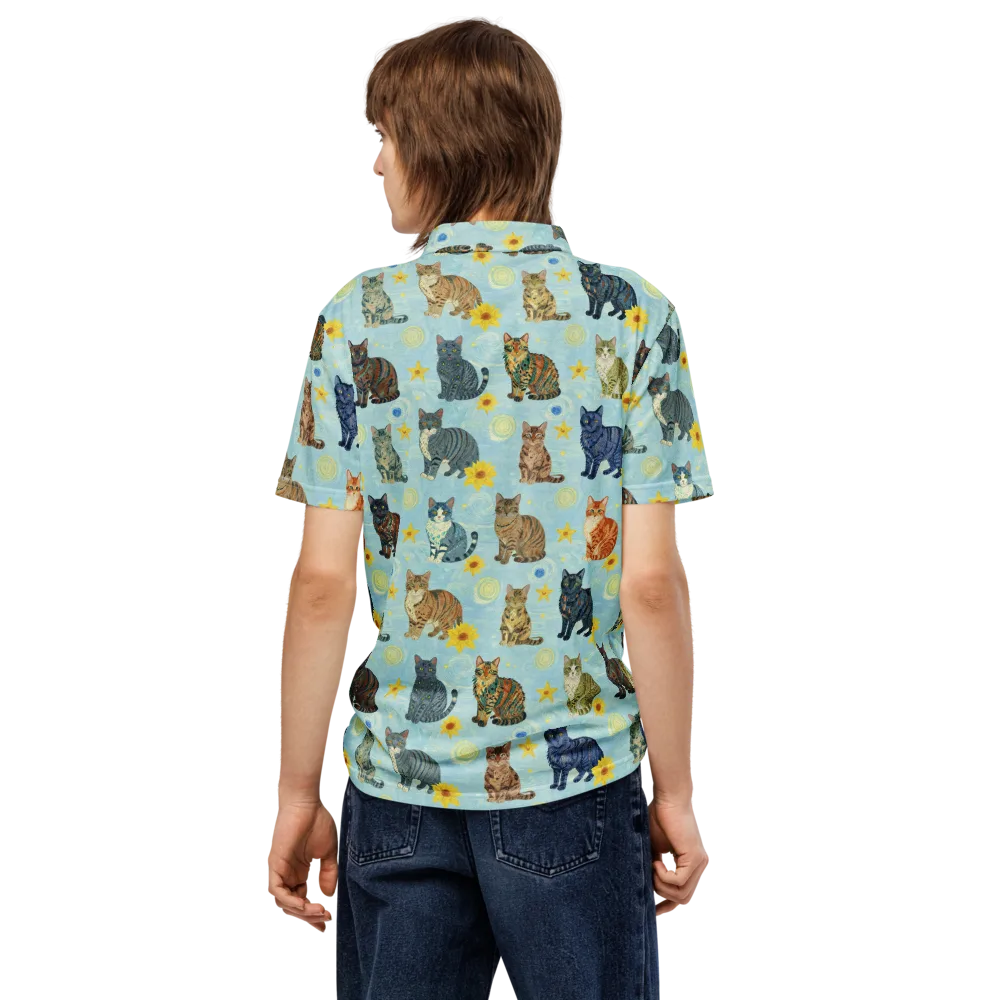 Starry Cat Garden on Men's Slim Fit Polo Shirt — Back