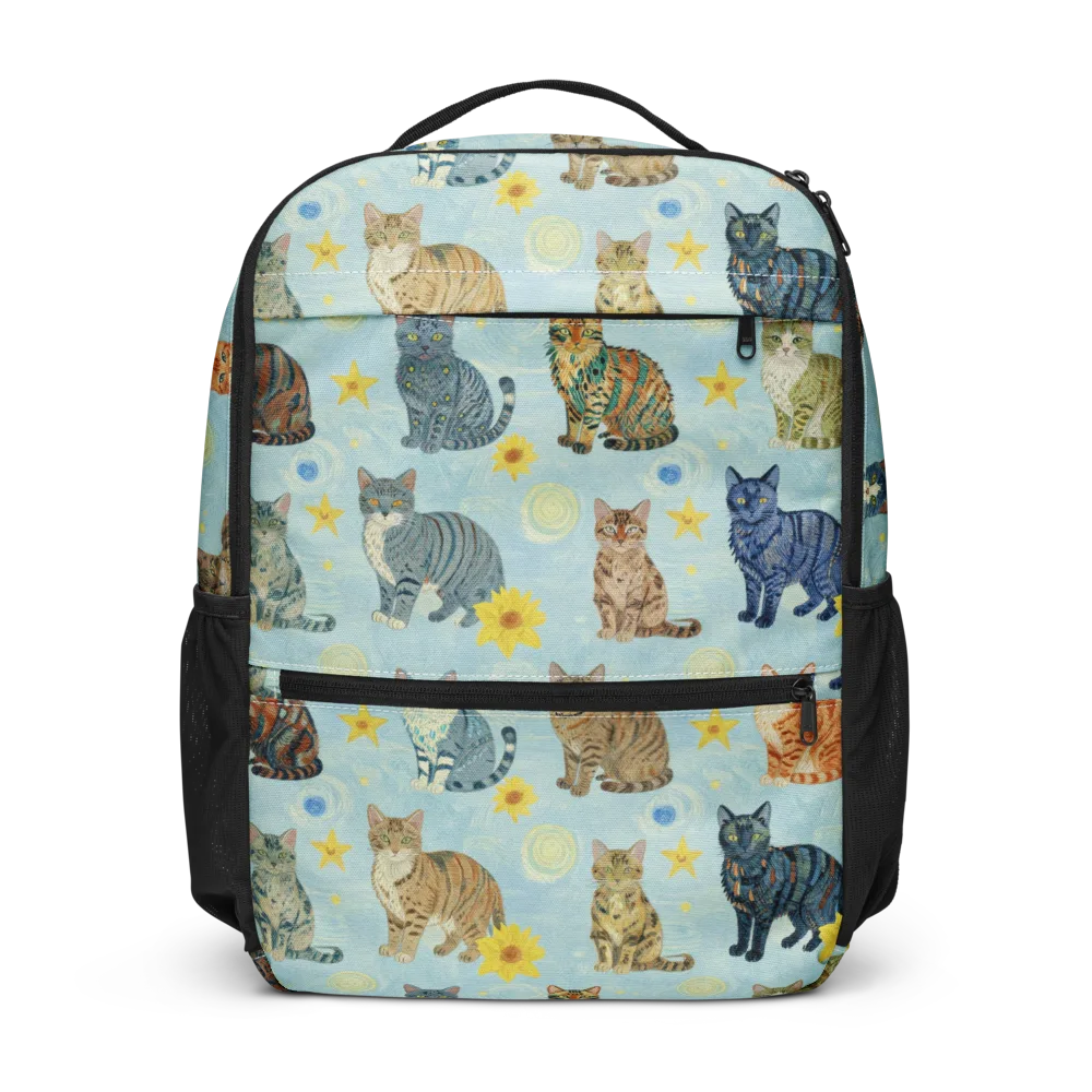 Starry Cat Garden on Utility Backpack — Front