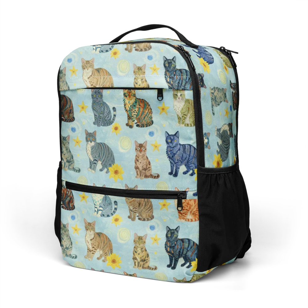 Starry Cat Garden on Utility Backpack — Left Front
