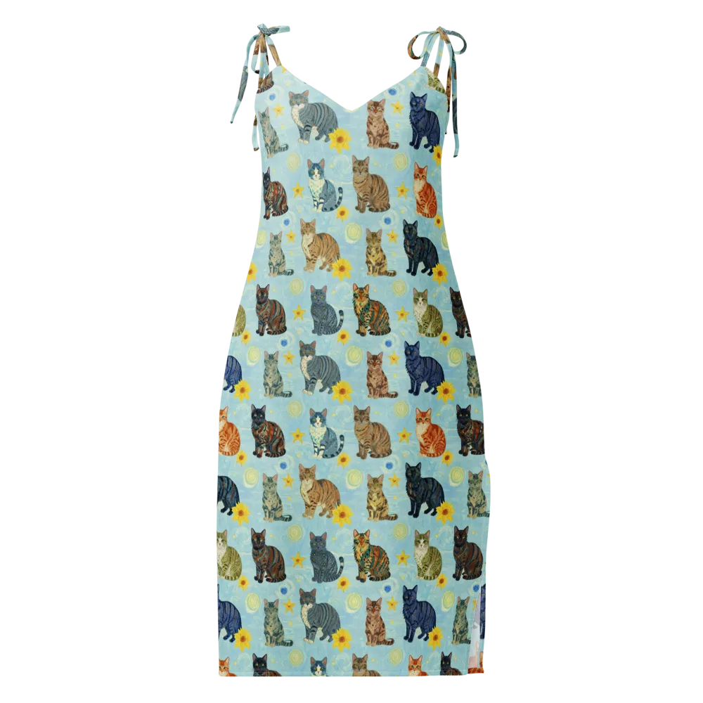 Starry Cat Garden on Slip Dress — Front