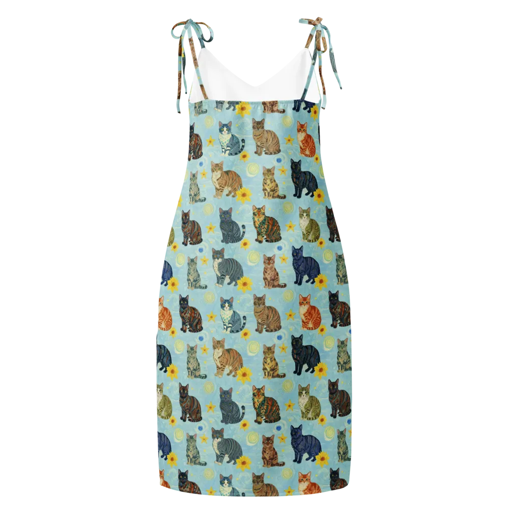 Starry Cat Garden on Slip Dress — Back