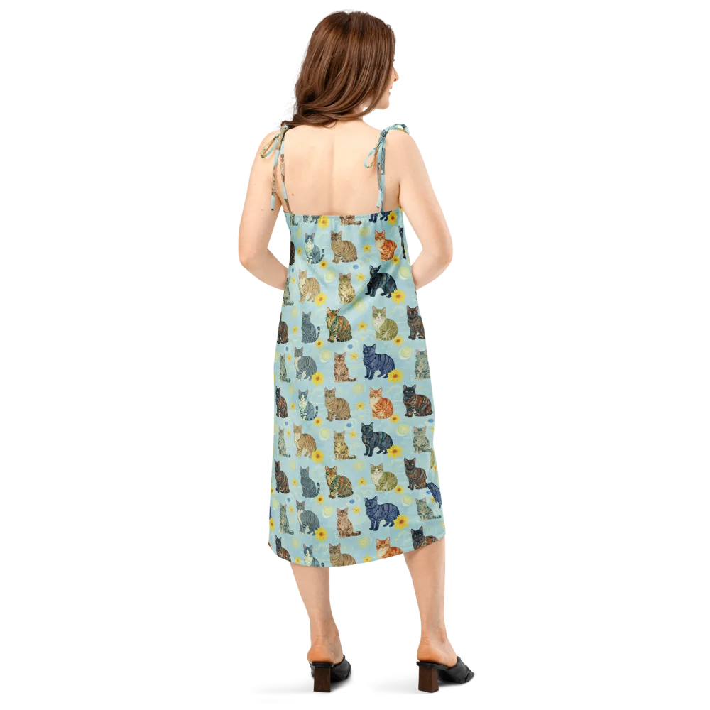 Starry Cat Garden on Slip Dress — Back