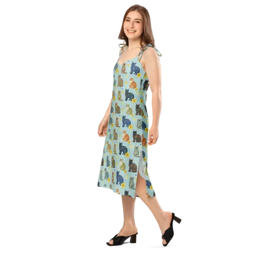 Starry Cat Garden on a Slip Dress