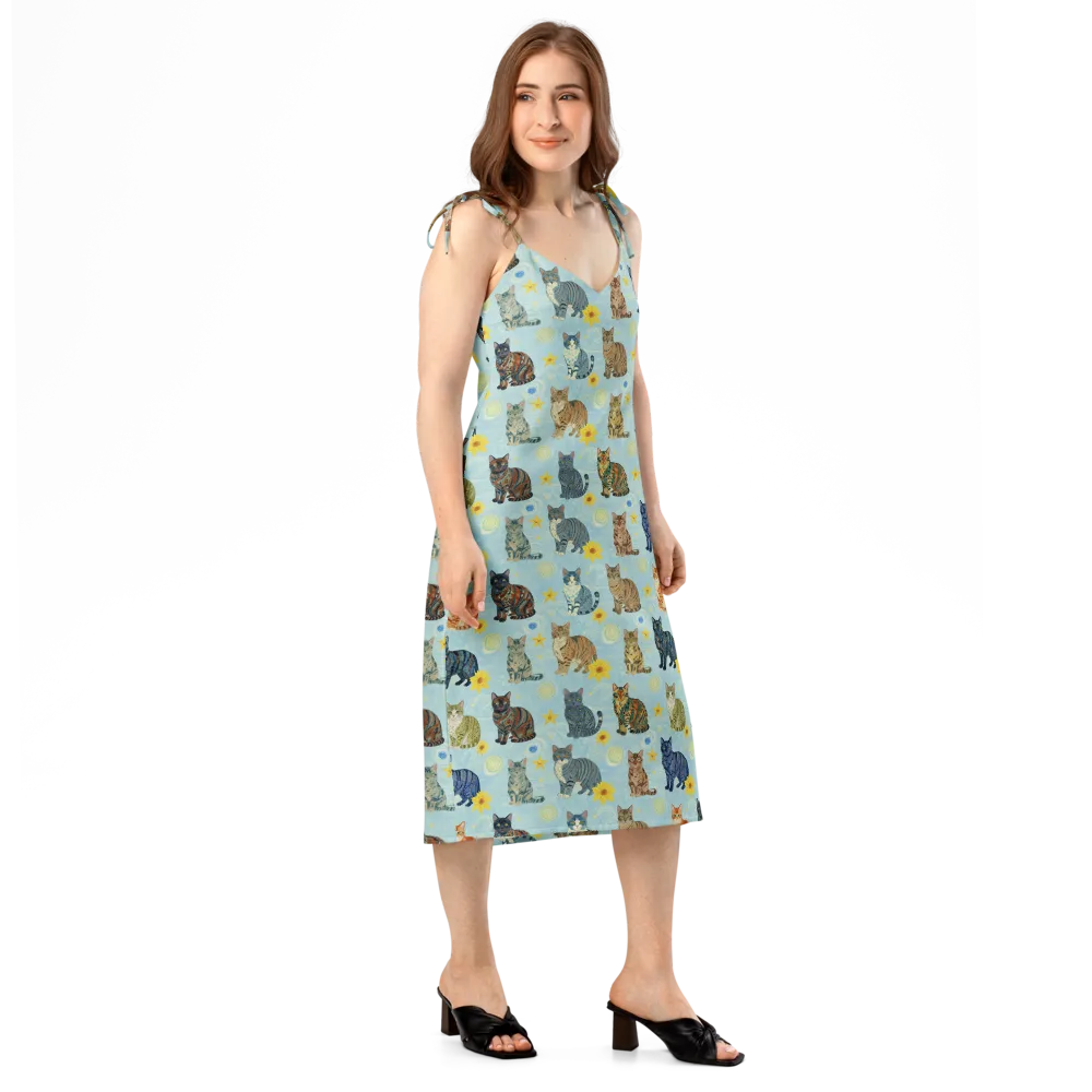 Starry Cat Garden on Slip Dress — Right Front