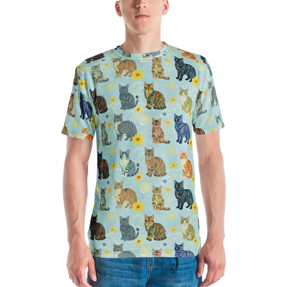 Starry Cat Garden on Men's Crew Neck T-Shirt — Front