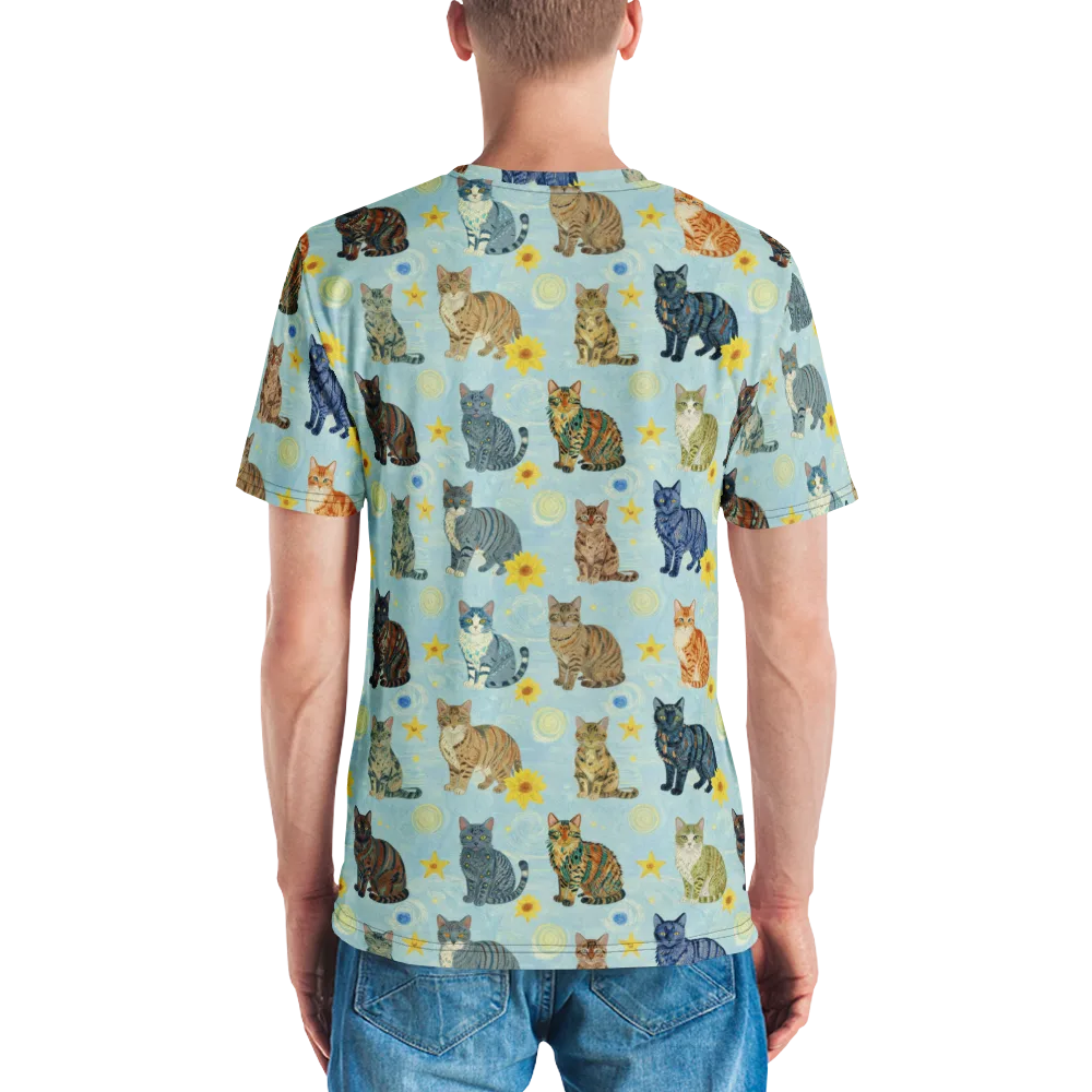 Starry Cat Garden on Men's Crew Neck T-Shirt — Back