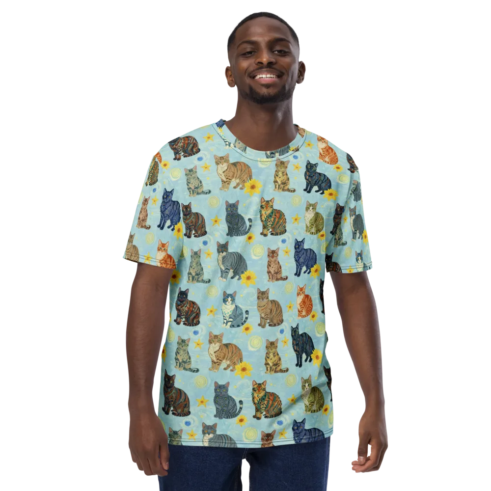 Starry Cat Garden on Men's Crew Neck T-Shirt — Front
