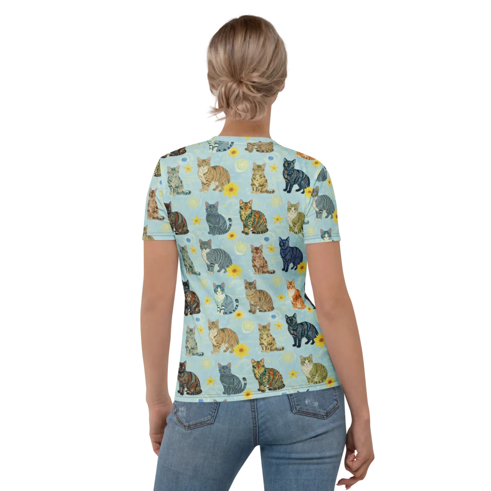 Starry Cat Garden on Women's Crew Neck T-Shirt — Back
