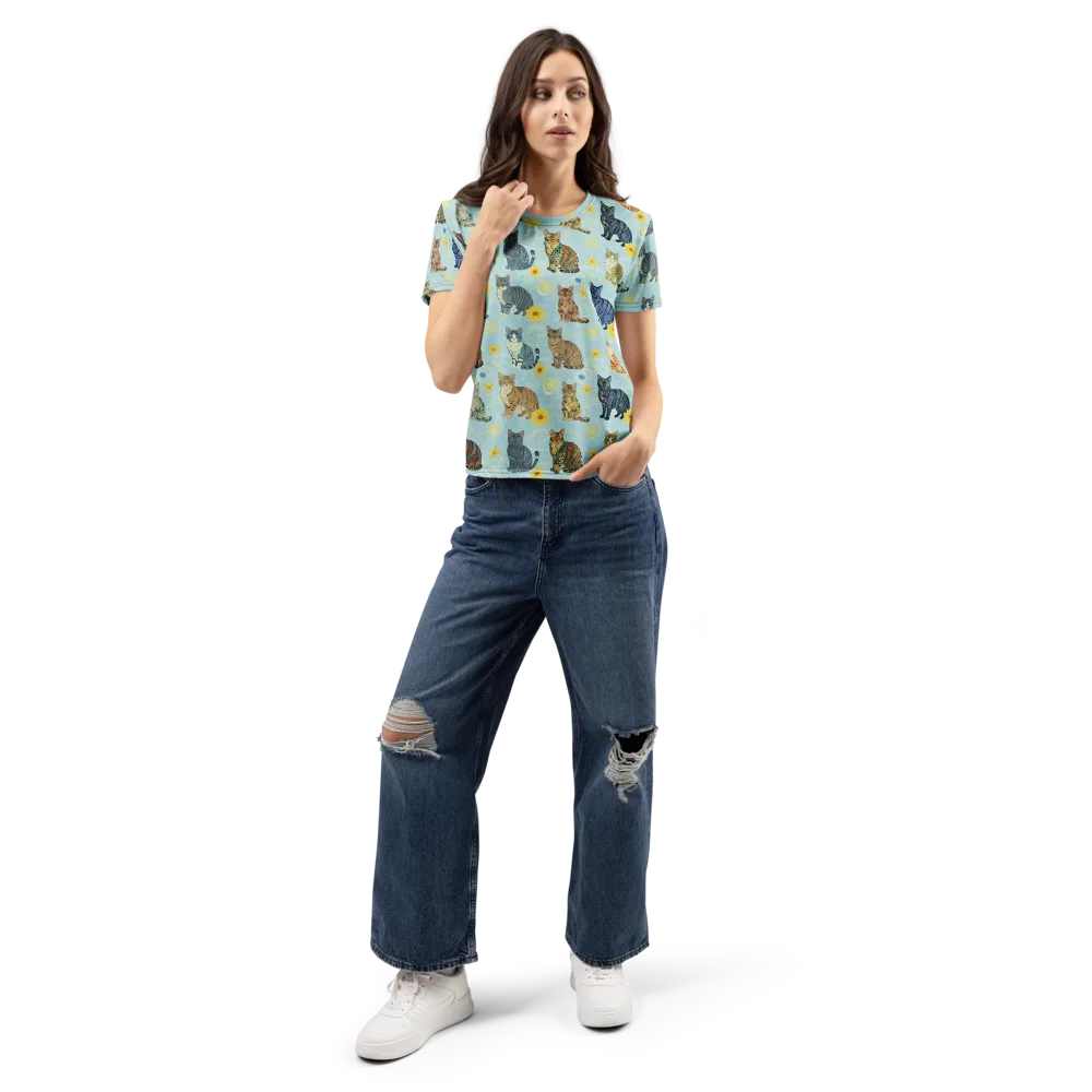 Starry Cat Garden on Women's Crew Neck T-Shirt — Front