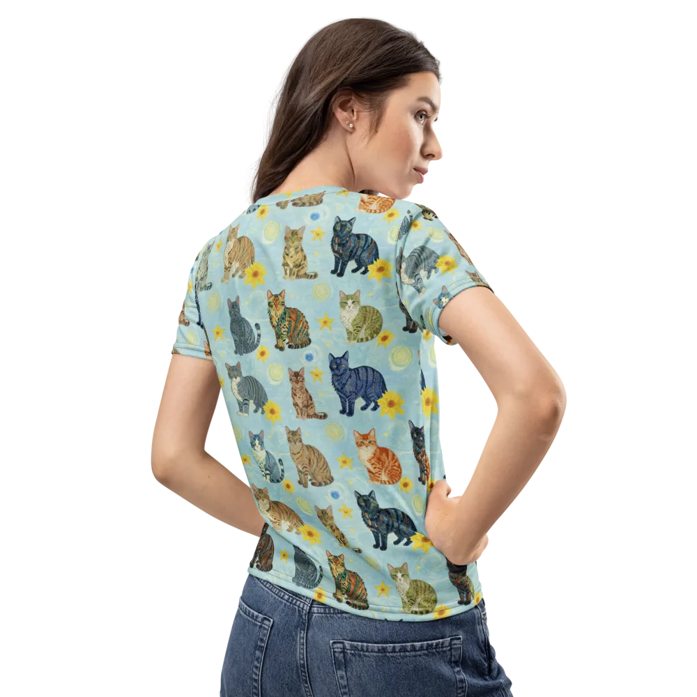Starry Cat Garden on Women's Crew Neck T-Shirt — Back
