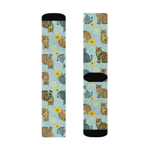 Starry Cat Garden on a Socks