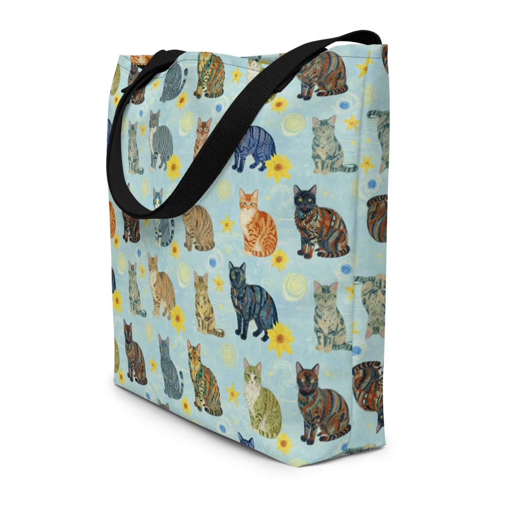 Starry Cat Garden on Large Tote Bag W/ Pocket — Front