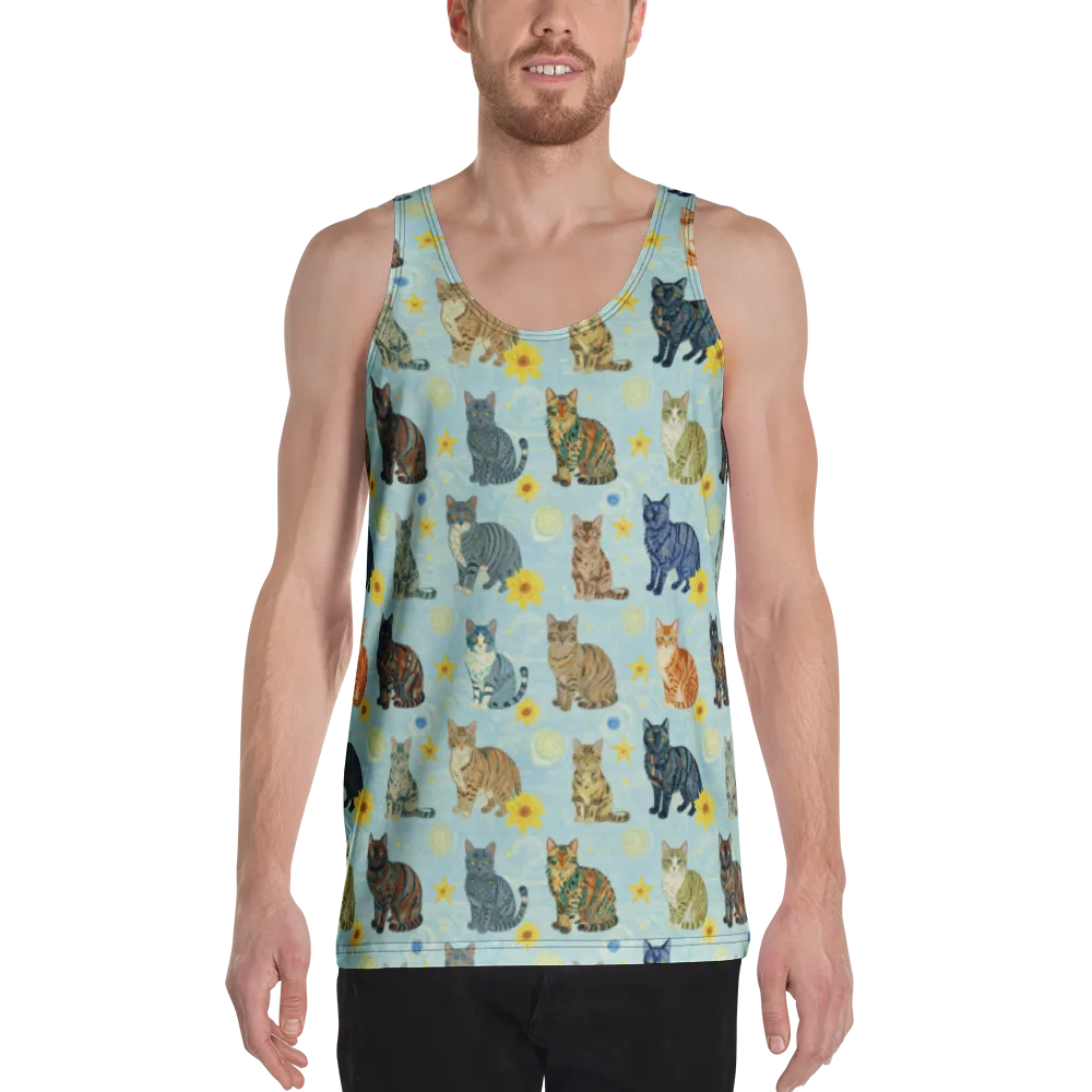 Starry Cat Garden on Men's Tank Top — Front