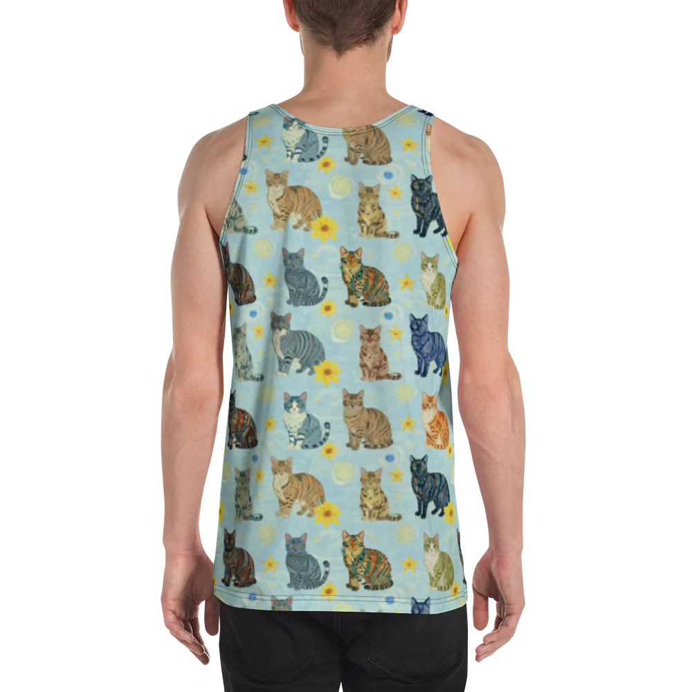 Starry Cat Garden on Men's Tank Top — Back