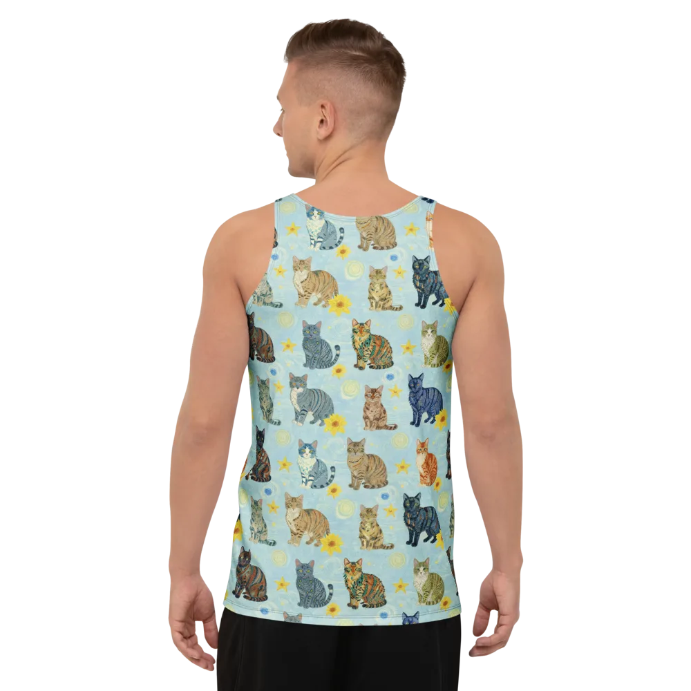 Starry Cat Garden on Men's Tank Top — Back