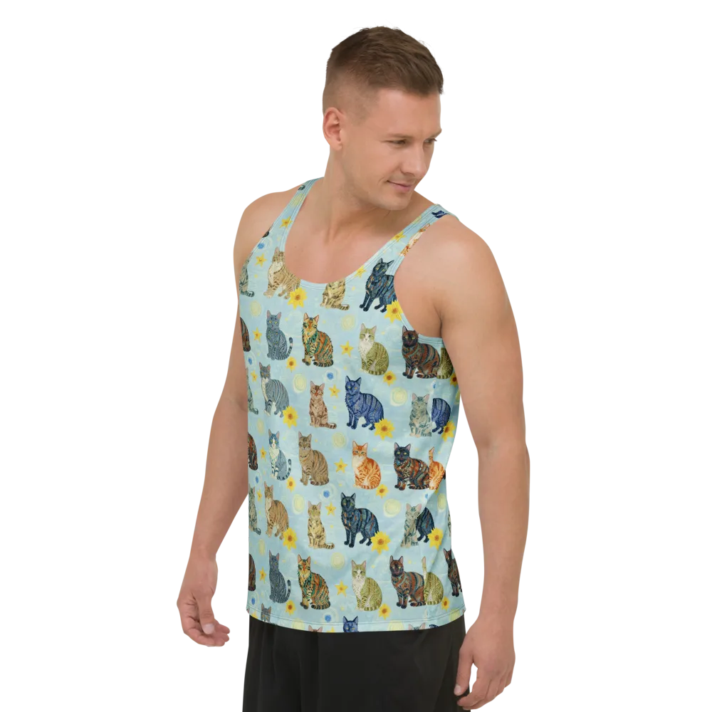Starry Cat Garden on Men's Tank Top — Left Front