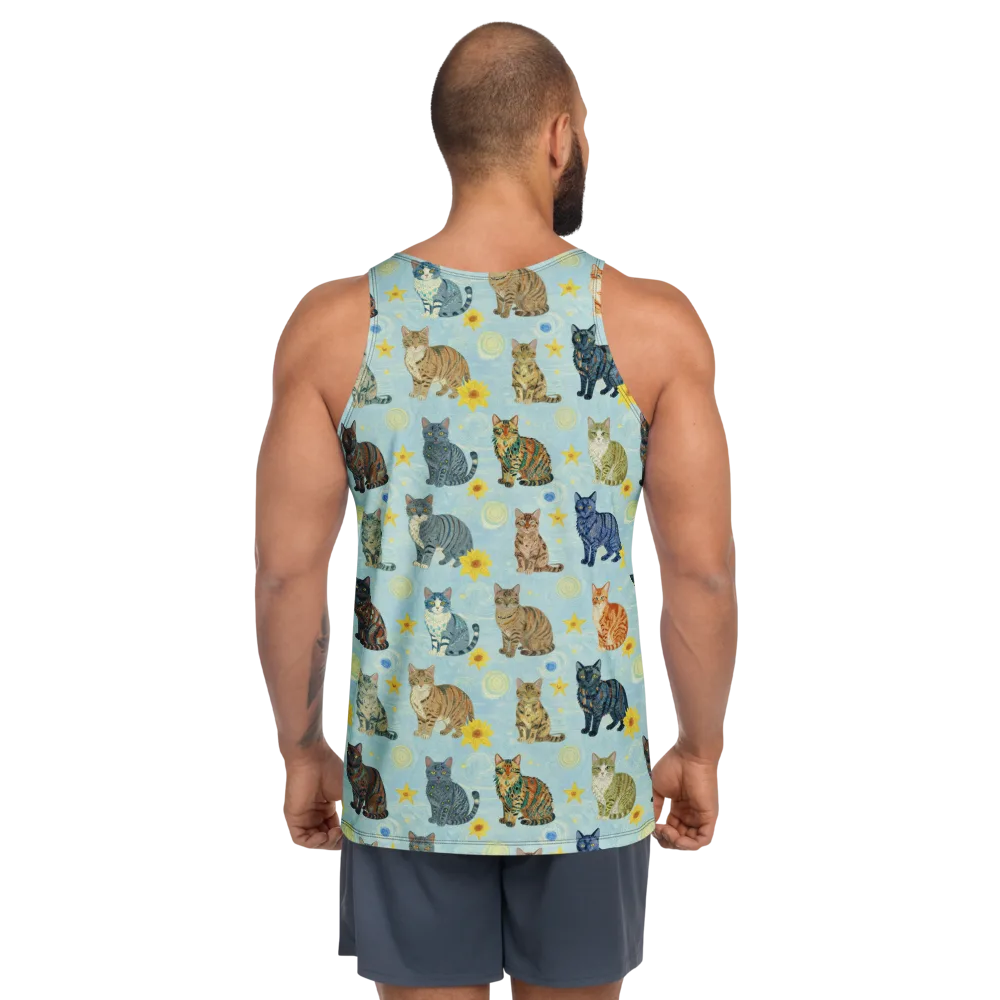 Starry Cat Garden on Men's Tank Top — Back