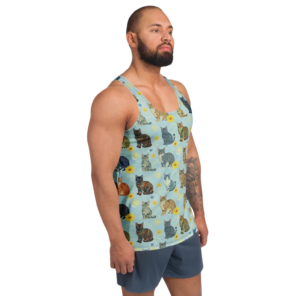 Starry Cat Garden on Men's Tank Top — Right Front