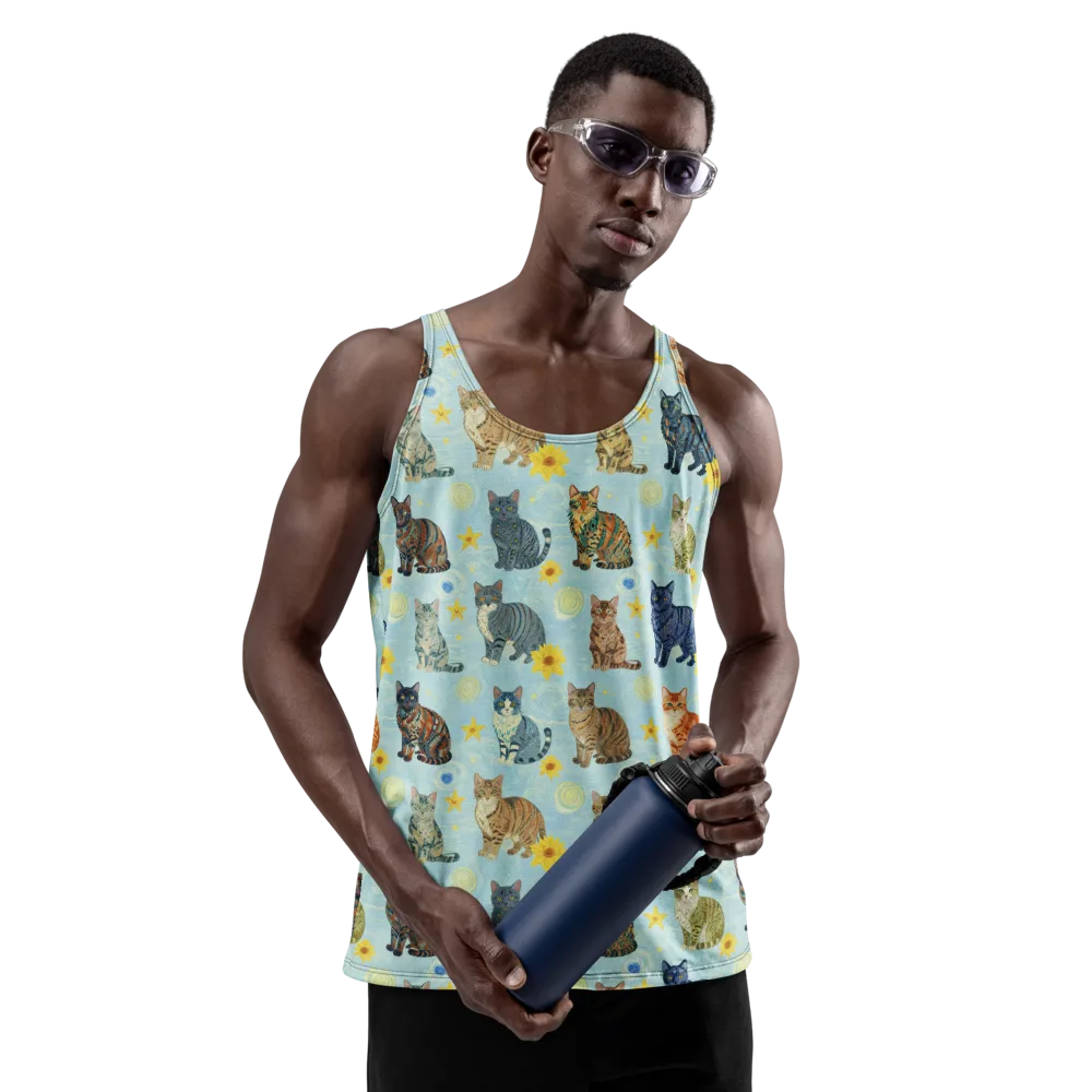 Starry Cat Garden on Men's Tank Top — Front