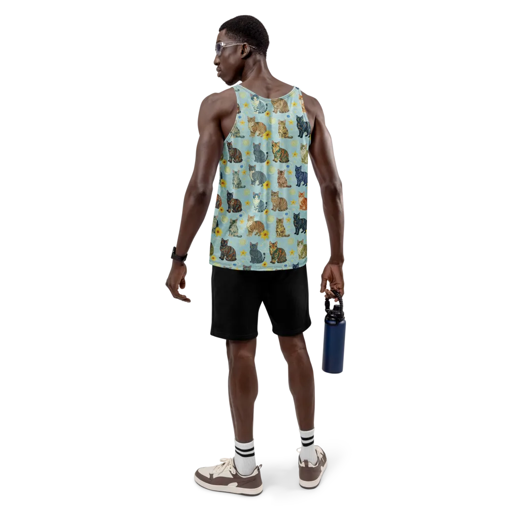 Starry Cat Garden on Men's Tank Top — Back