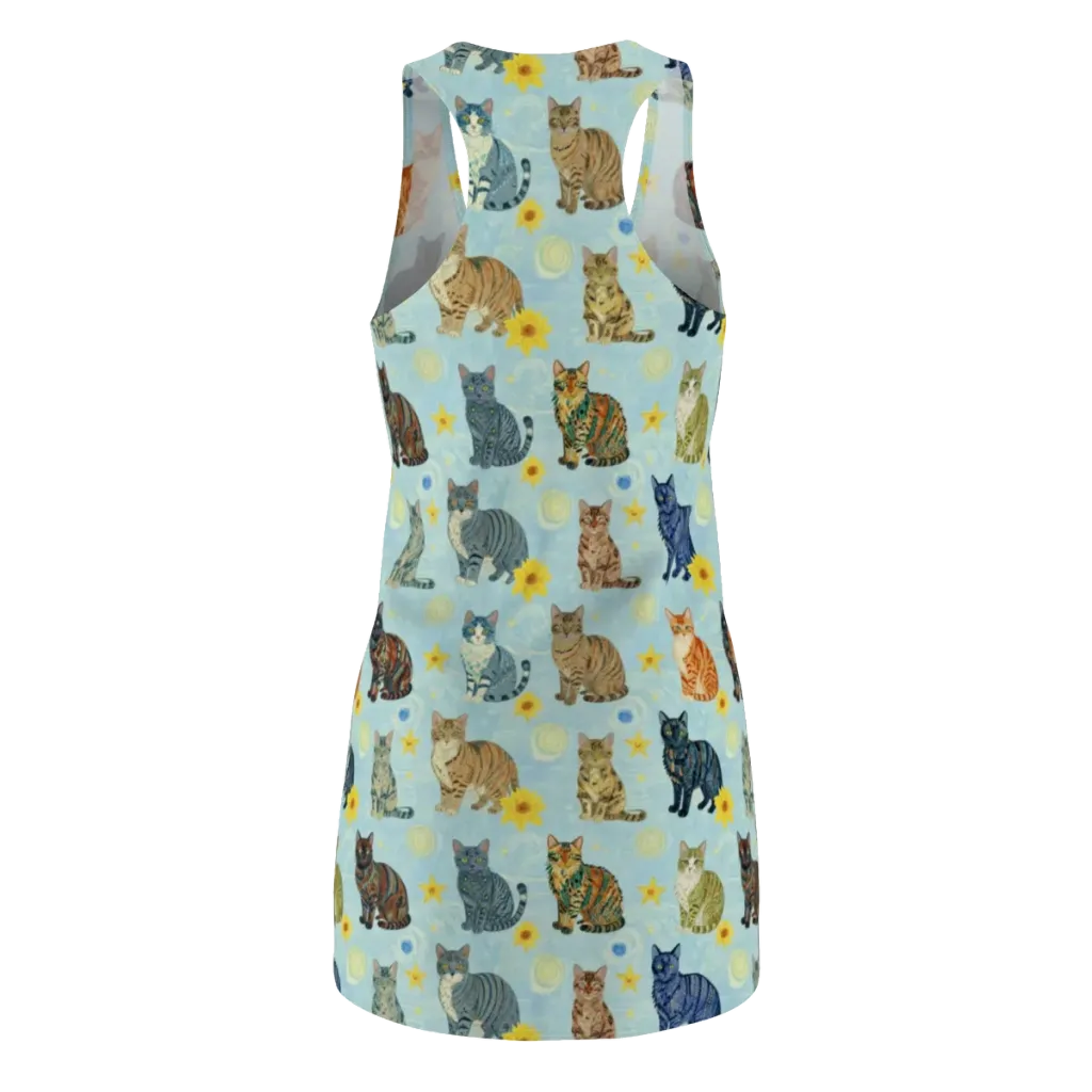 Starry Cat Garden on Racerback Dress — Back