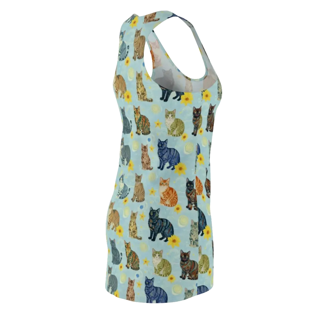 Starry Cat Garden on Racerback Dress — Back Side