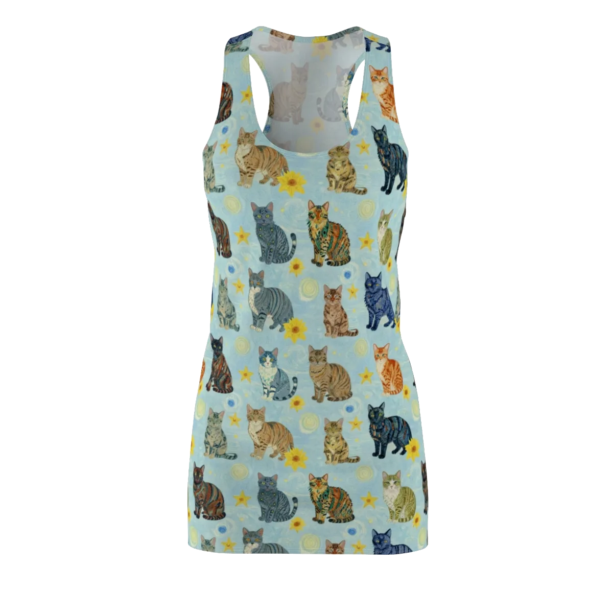 Starry Cat Garden on Racerback Dress — Front