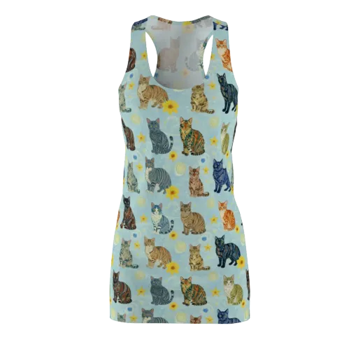 Starry Cat Garden on a Racerback Dress