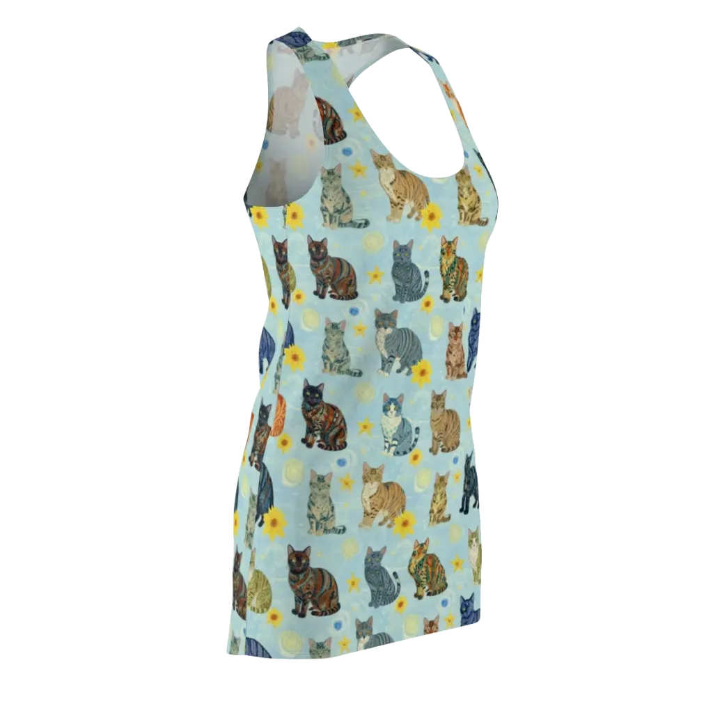 Starry Cat Garden on Racerback Dress — Front Side