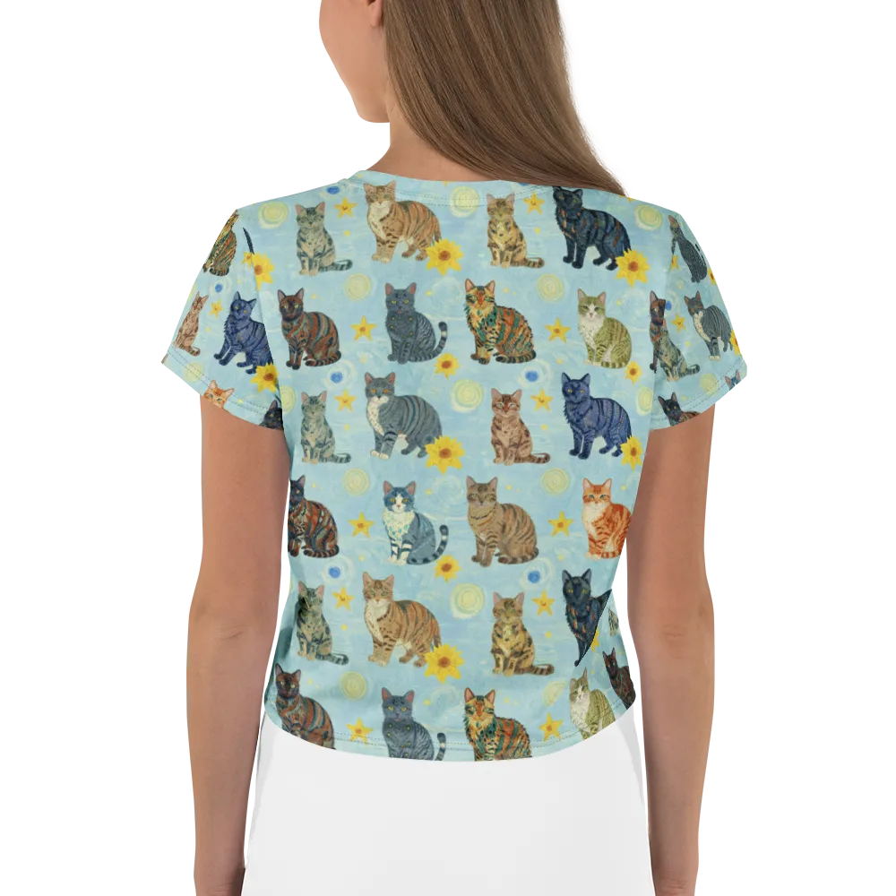 Starry Cat Garden on Crop Tee — Back
